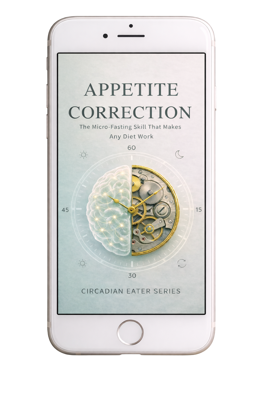The 15 Minute Micro-Dieter Book Cover on Phone